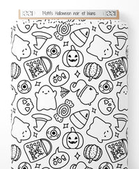 Tissu - Motifs Halloween noir et blanc