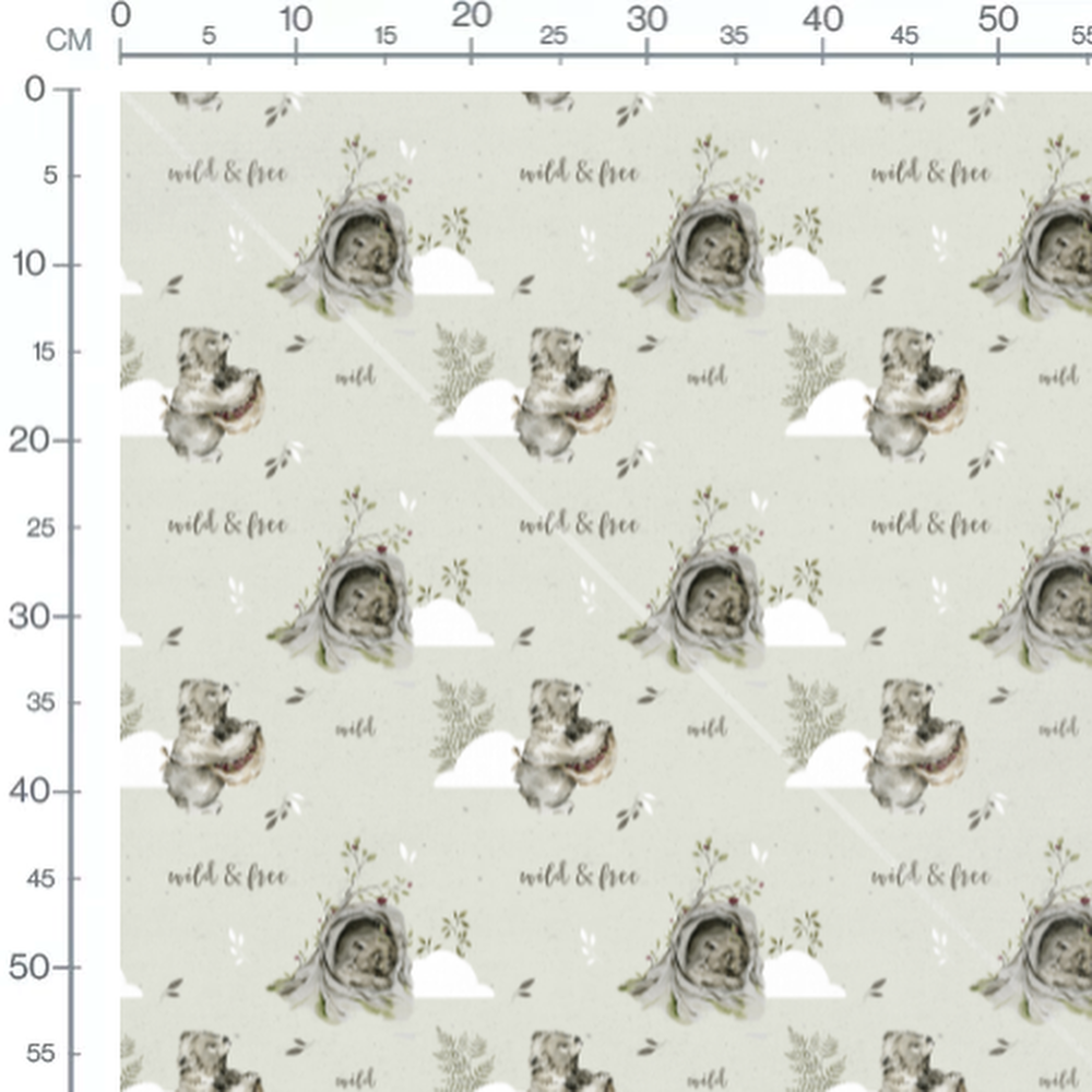 Tissu - Ours et feuillage sauvage