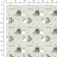 Tissu - Ours et feuillage sauvage