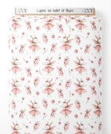 Tissu - Lapins en ballet et fleurs