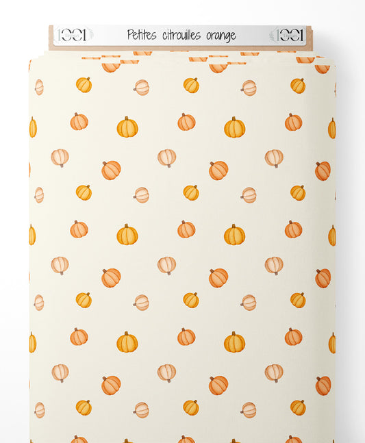 Tissu - Petites citrouilles orange