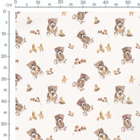 Tissu - Oursons et jouets sur blanc 3