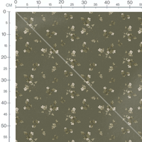 Tissu - Petites fleurs blanches sur kaki