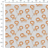 Tissu - Lions marron sur fond gris