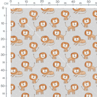 Tissu - Lions marron sur fond gris