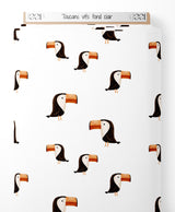 Tissu - Toucans vifs sur fond clair
