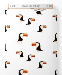 Tissu - Toucans vifs sur fond clair
