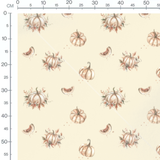Tissu - Citrouilles et fleurs sur beige