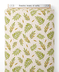 Tissu - Branches brunes et vertes