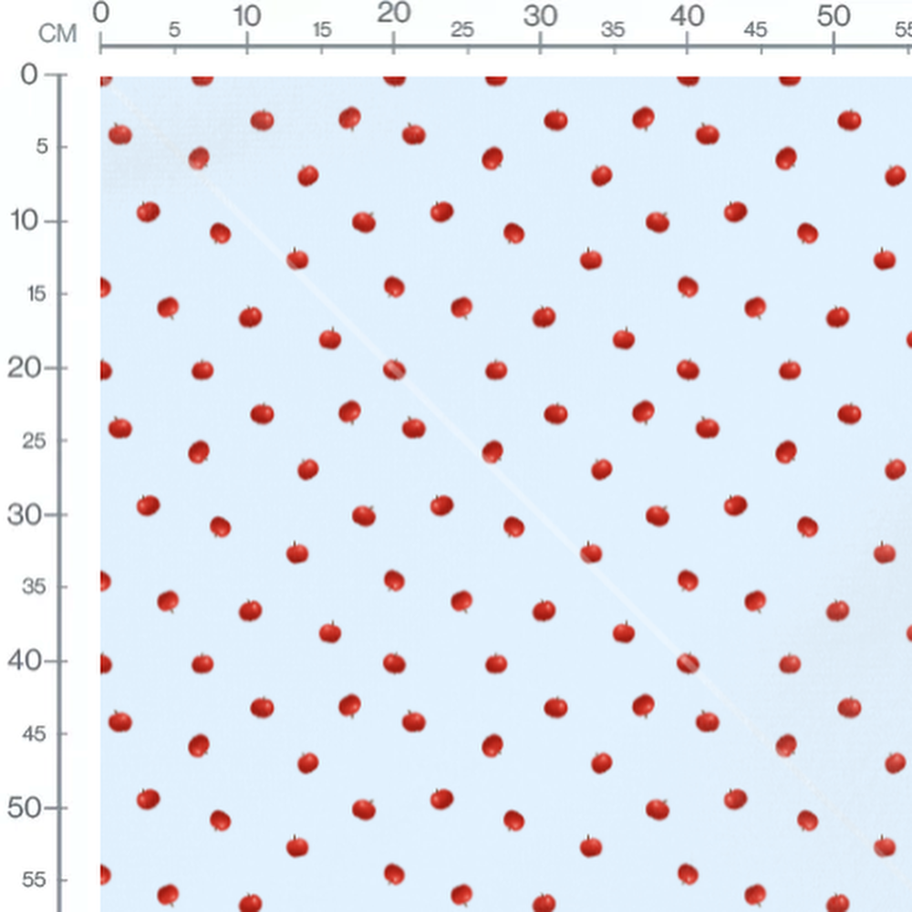 Tissu - Pommes rouges sur bleu