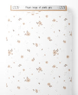 Tissu - Fleurs beige et points gris