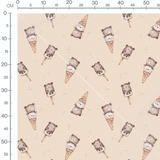 Tissu - Glaces oursons crème et marron