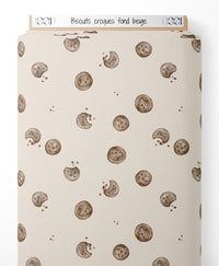 Tissu - Biscuits croqués fond beige