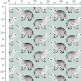 Tissu - Blaireaux gris sur vert