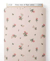 Tissu - Roses roses et fleurs variées