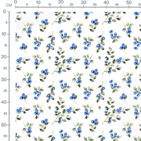 Tissu - Baies bleues sur fond blanc 2 2