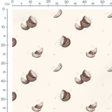 Tissu - Noix de coco sur fond crème