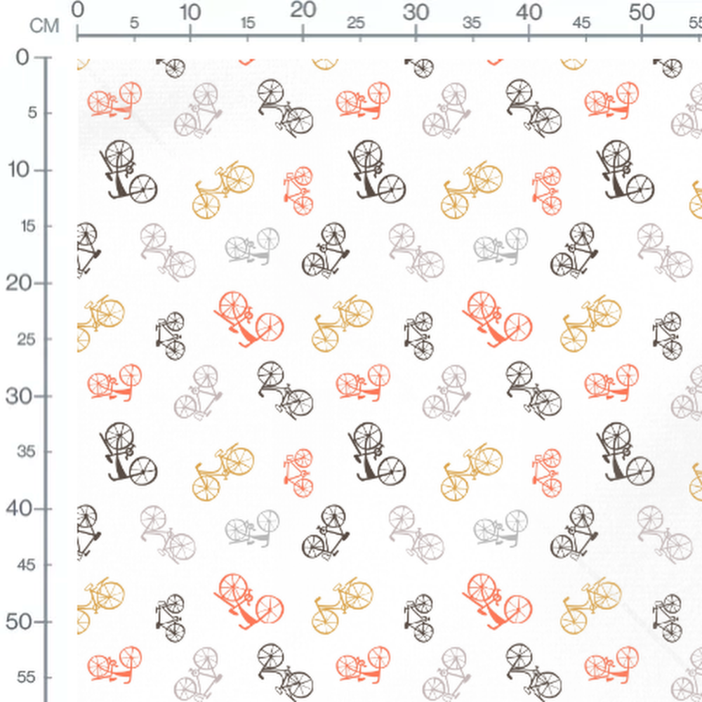 Tissu - Vélos multicolores sur blanc