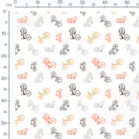 Tissu - Vélos multicolores sur blanc