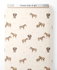 Tissu - Chevaux bruns et gris