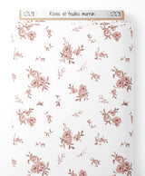 Tissu - Roses et feuilles marron