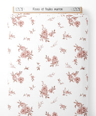 Tissu - Roses et feuilles marron