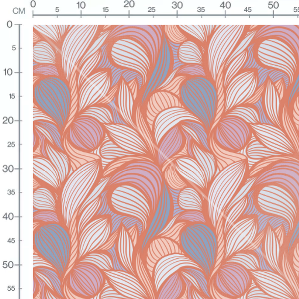 Tissu - Feuilles courbes multicolores