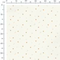 Tissu - Abeilles et fleurs roses crème