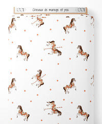 Tissu - Chevaux de manège et pois