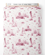 Tissu - Sirènes roses et coraux blancs