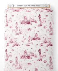 Tissu - Sirènes roses et coraux blancs