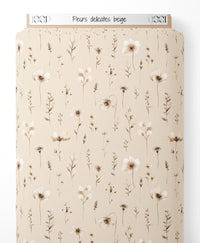 Tissu - Fleurs délicates beige