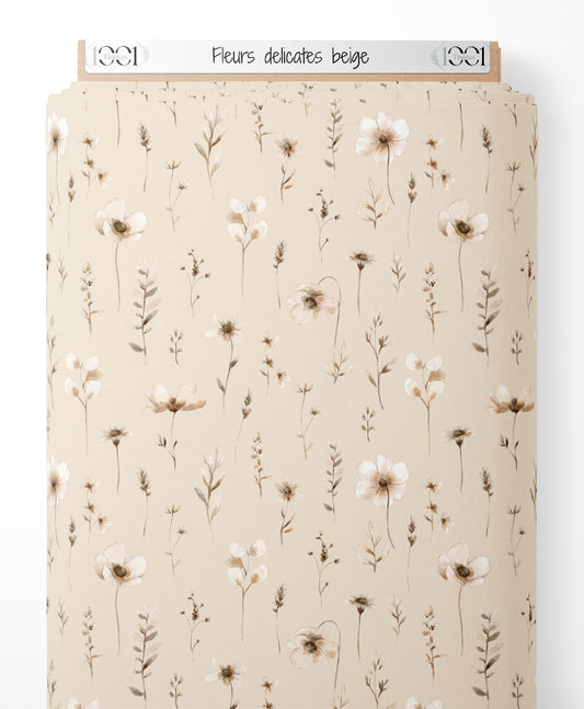 Tissu - Fleurs délicates beige