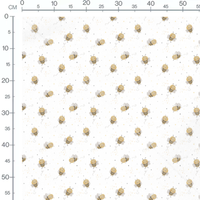 Tissu - Abeilles souriantes sur fond blanc