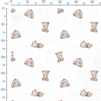 Tissu - Oursons aquarelle sur fond blanc