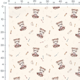 Tissu - Oursons et crayons pastel