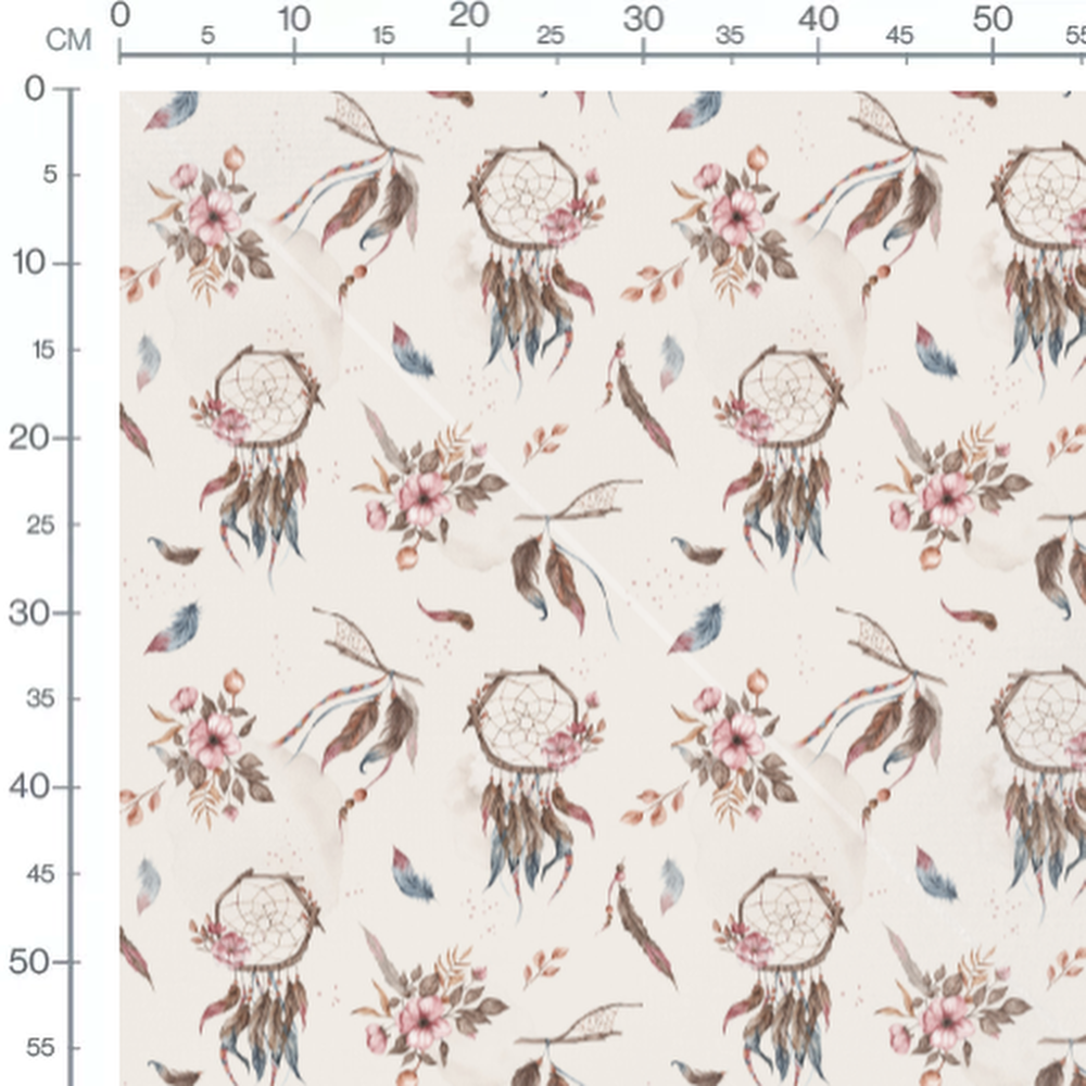 Tissu - Attrape-rêves sur fond beige