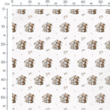 Tissu - Oursons câlins et fleurs