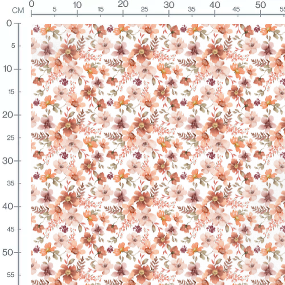 Tissu - Fleurs aquarelle tons chauds