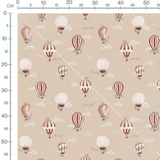Tissu - Montgolfières et nuages beige