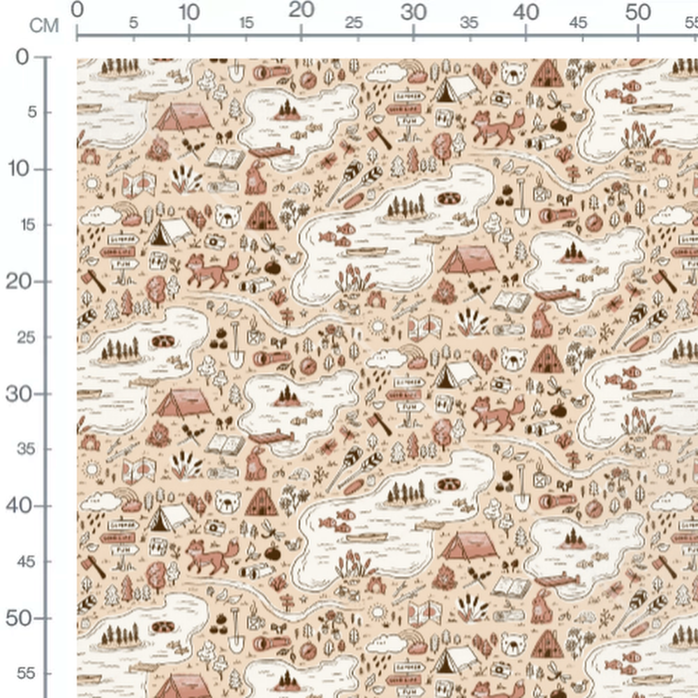 Tissu - Motifs de camping illustrés