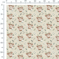 Tissu - Singes souriants sur beige