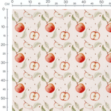 Tissu - Pommes et tranches sur beige