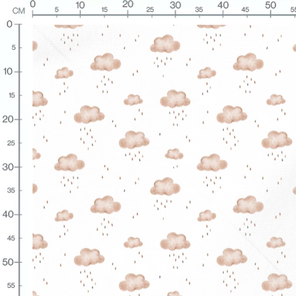 Tissu - Nuages et gouttes marron