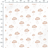 Tissu - Nuages et gouttes marron