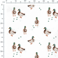 Tissu - Canards bruns et verts aquarelle