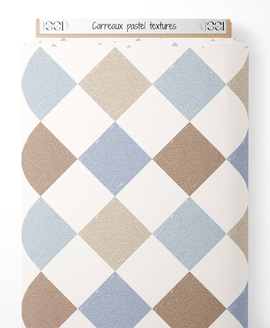 Tissu - Carreaux pastel texturés