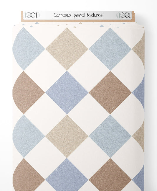 Tissu - Carreaux pastel texturés