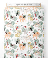 Tissu - Tropical avec lions et fleurs