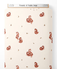 Tissu - Renards et feuilles beige